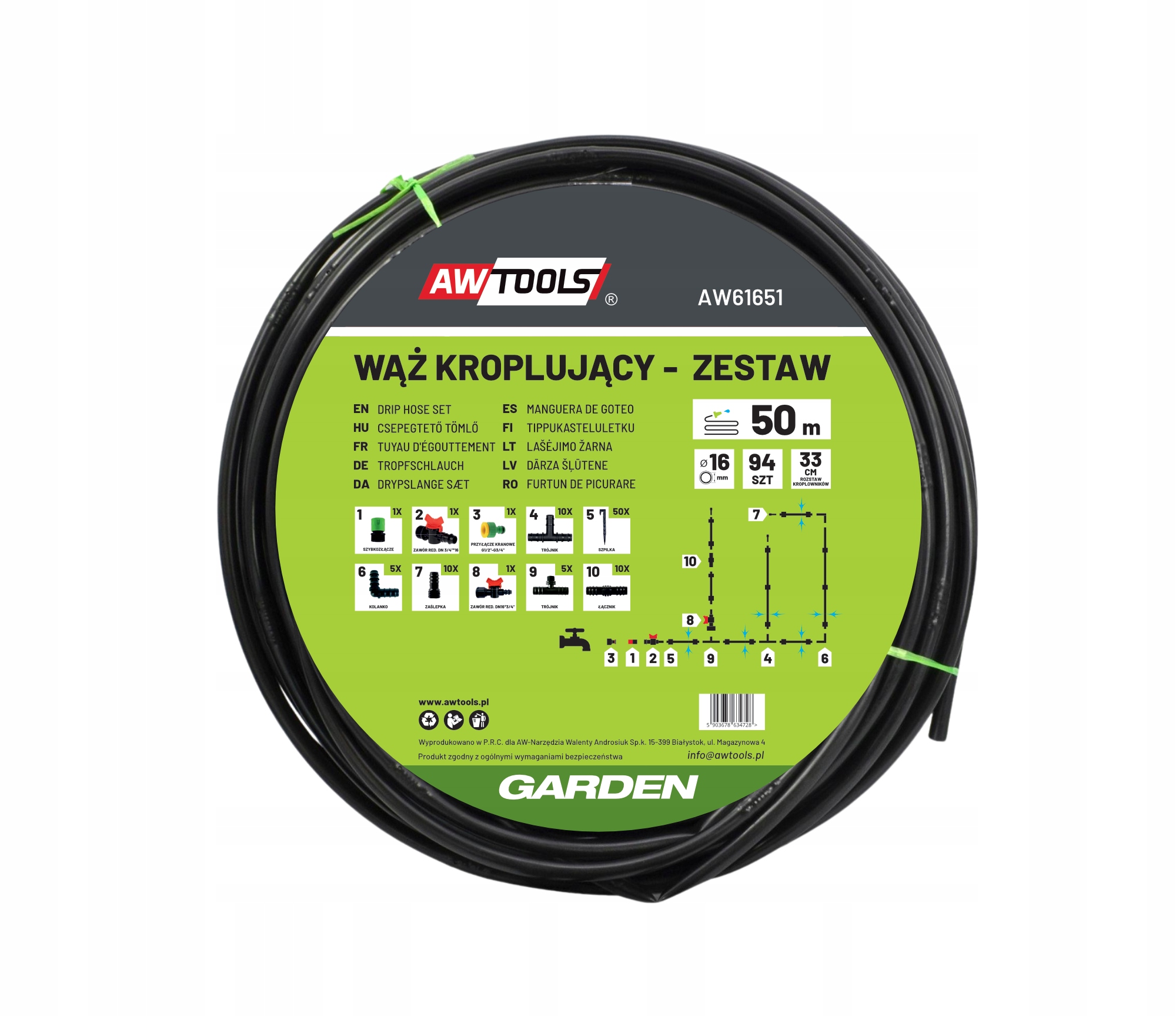 Hadice Set 50 m 94 dílů Awtools