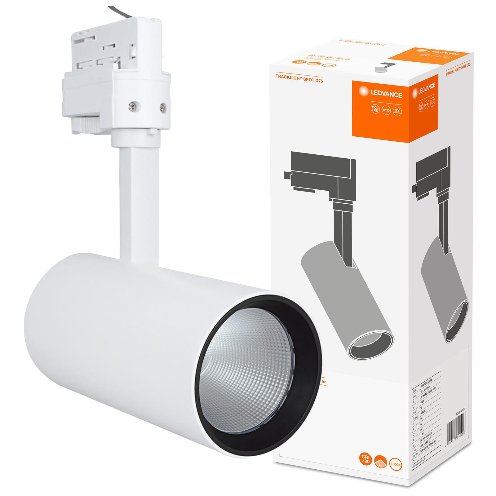 Led svietidlo Reflektor koľajnicový 25W 1900lm 4000K 3-fázový nastaviteľný