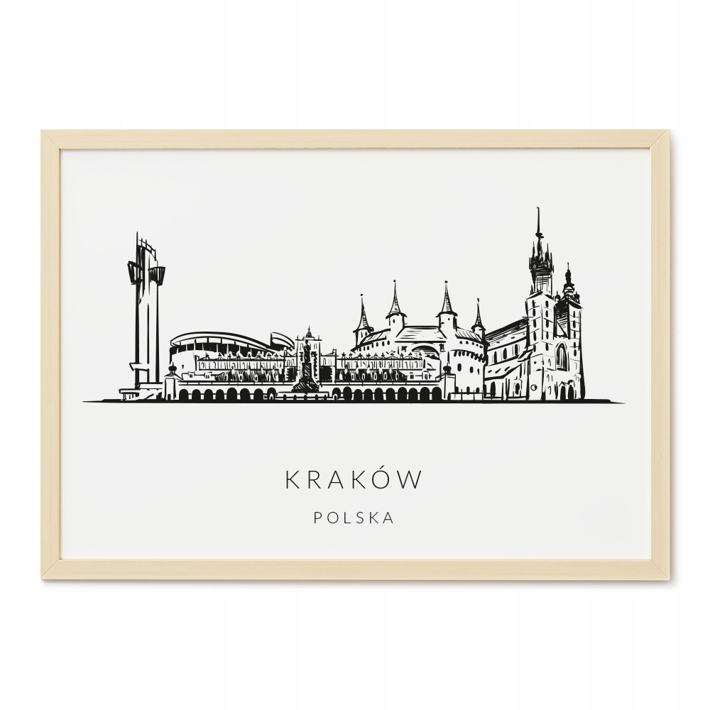 

Plakat A4 Nowoczesny Szkic Kraków Miasto Zabytki