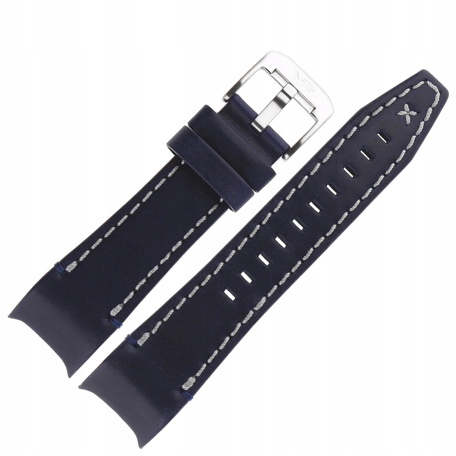 Pásek Atomic Age kůže (A700) modrý s bílou p. ocelí.