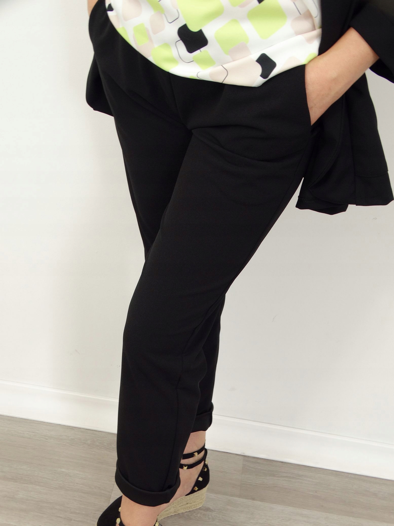 Komplet Damski Garnitur Marynarka Spodnie Duże Rozmiary 48 4XL Rękaw rękaw 3/4