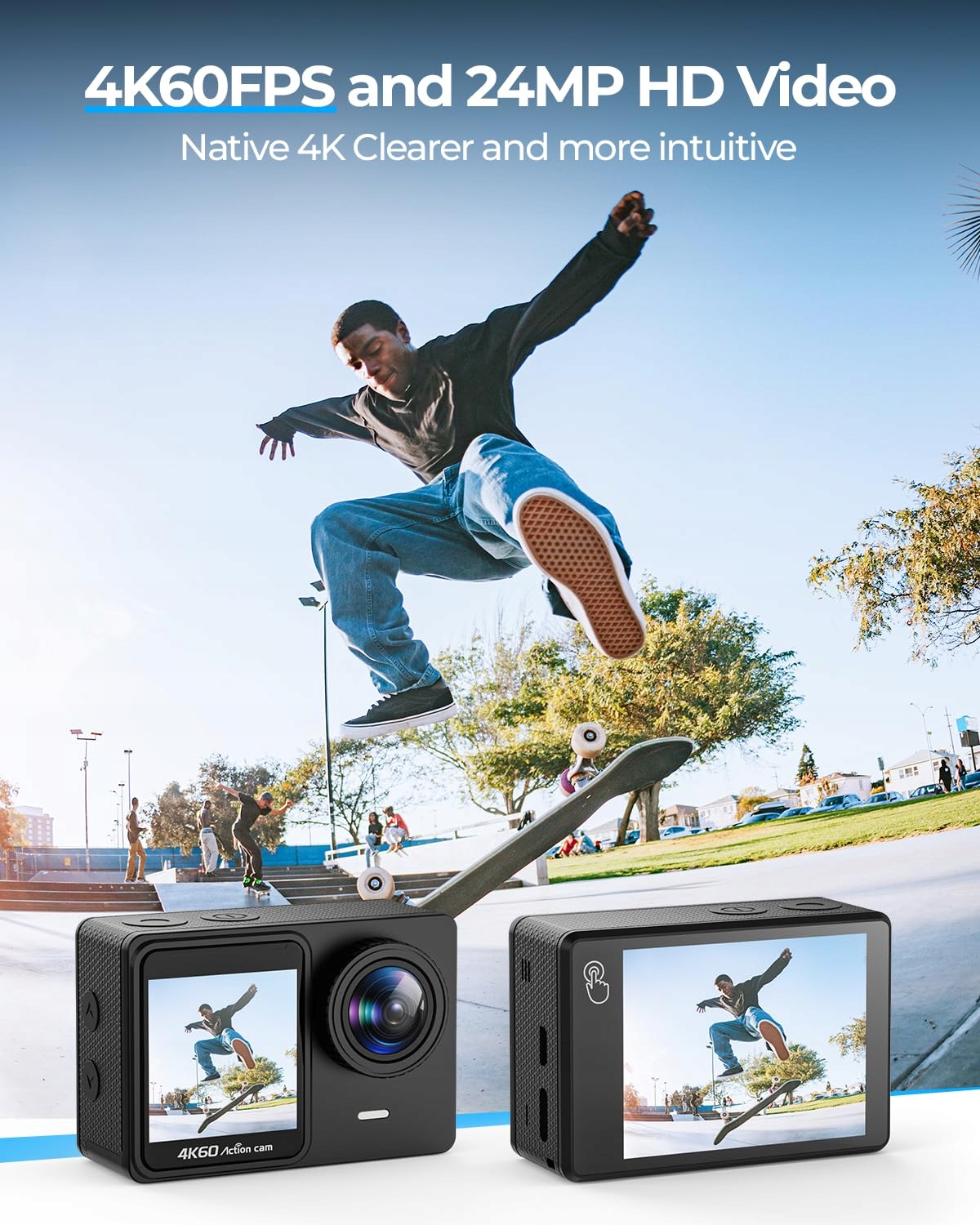 TIMNUT Kamera Sportowa 4K 60fps 8X Zoom 24MP WiFi 64GB — miniatura 3