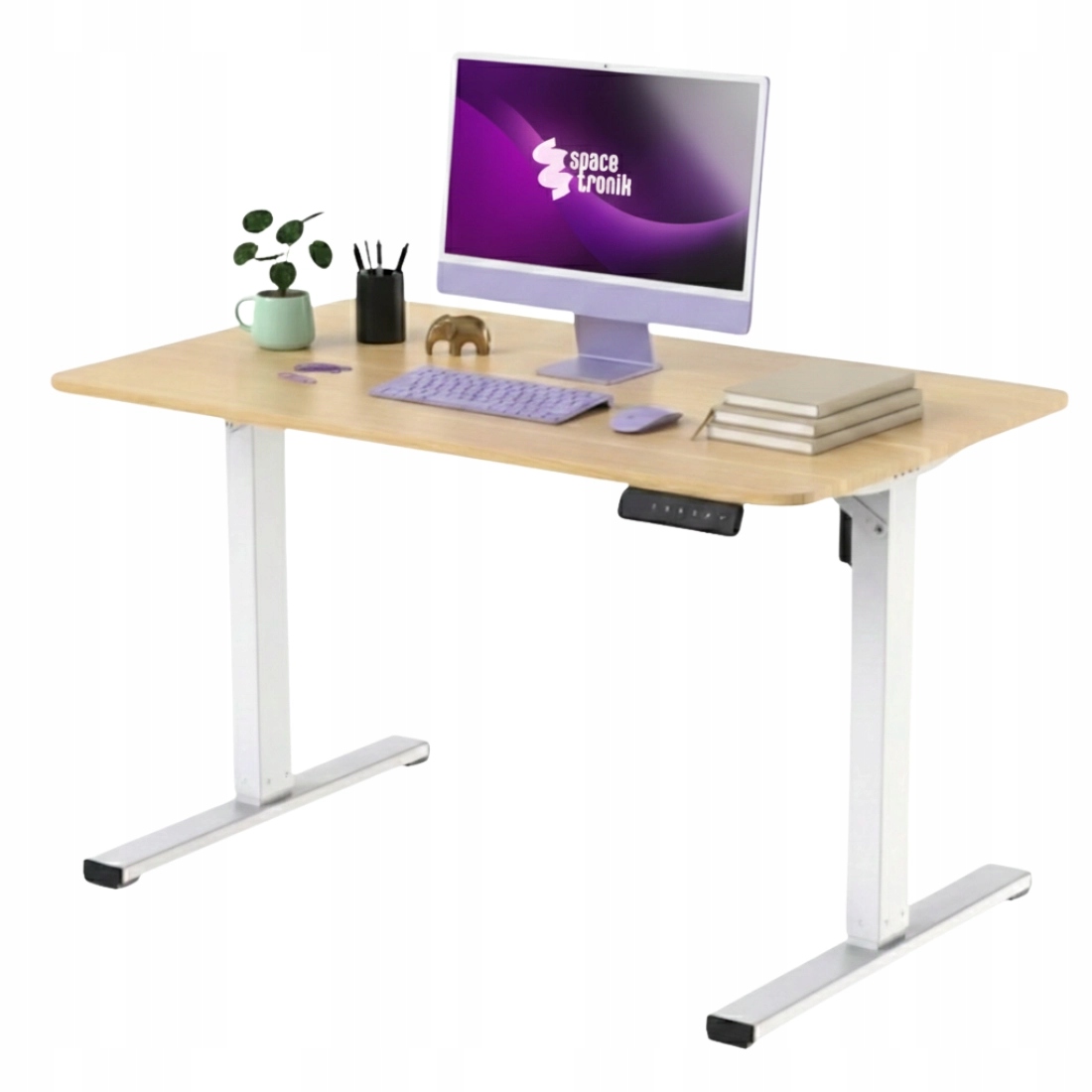 Elektricky nastavitelný psací stůl 100x60 Spacetronik s pamětí Světlý dub