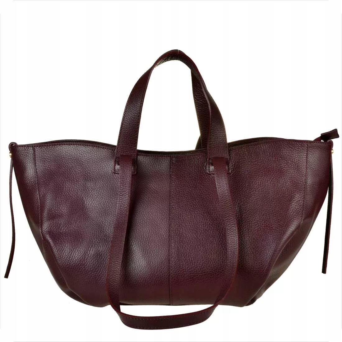 Borse in Pelle Kožená taška shopper bag bordó přes rameno i do ruky