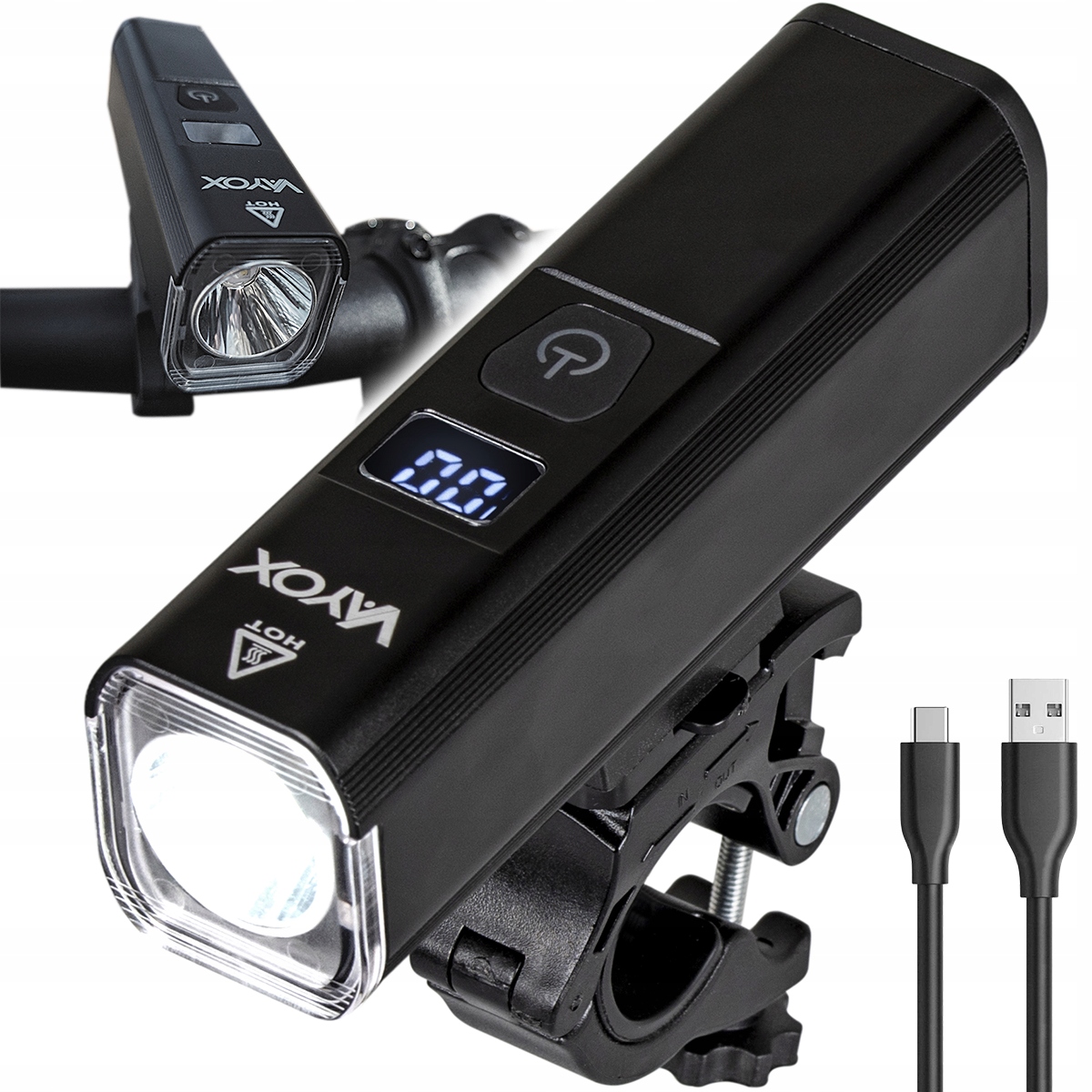 Lampka Rowerowa Przednia Oświetlenie Rowerowe Led Światło Przód Usb-c Vayox