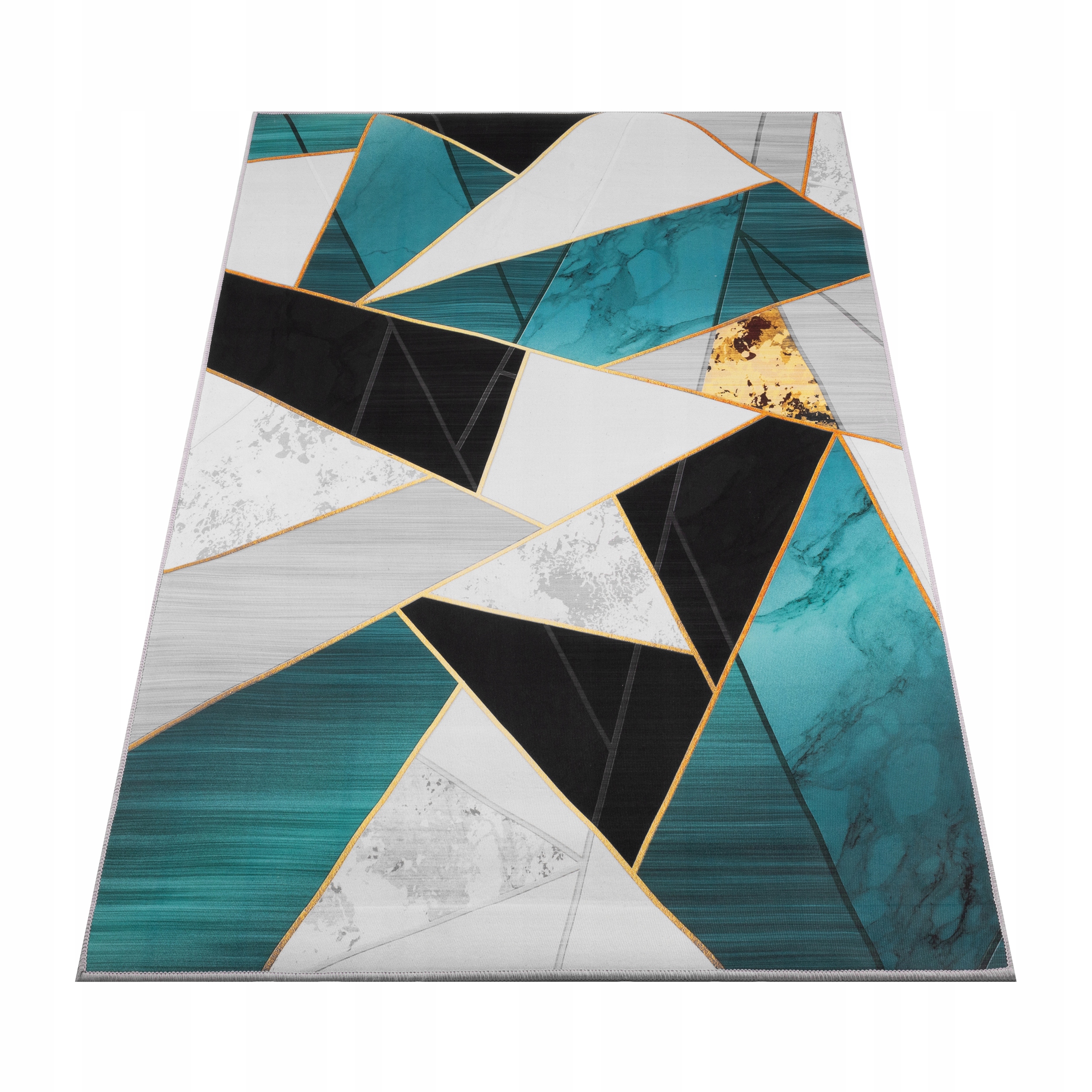 Koberec 300X200 CM Zelený Šedý Zlatý Geometrický Protišmykový Mozaika