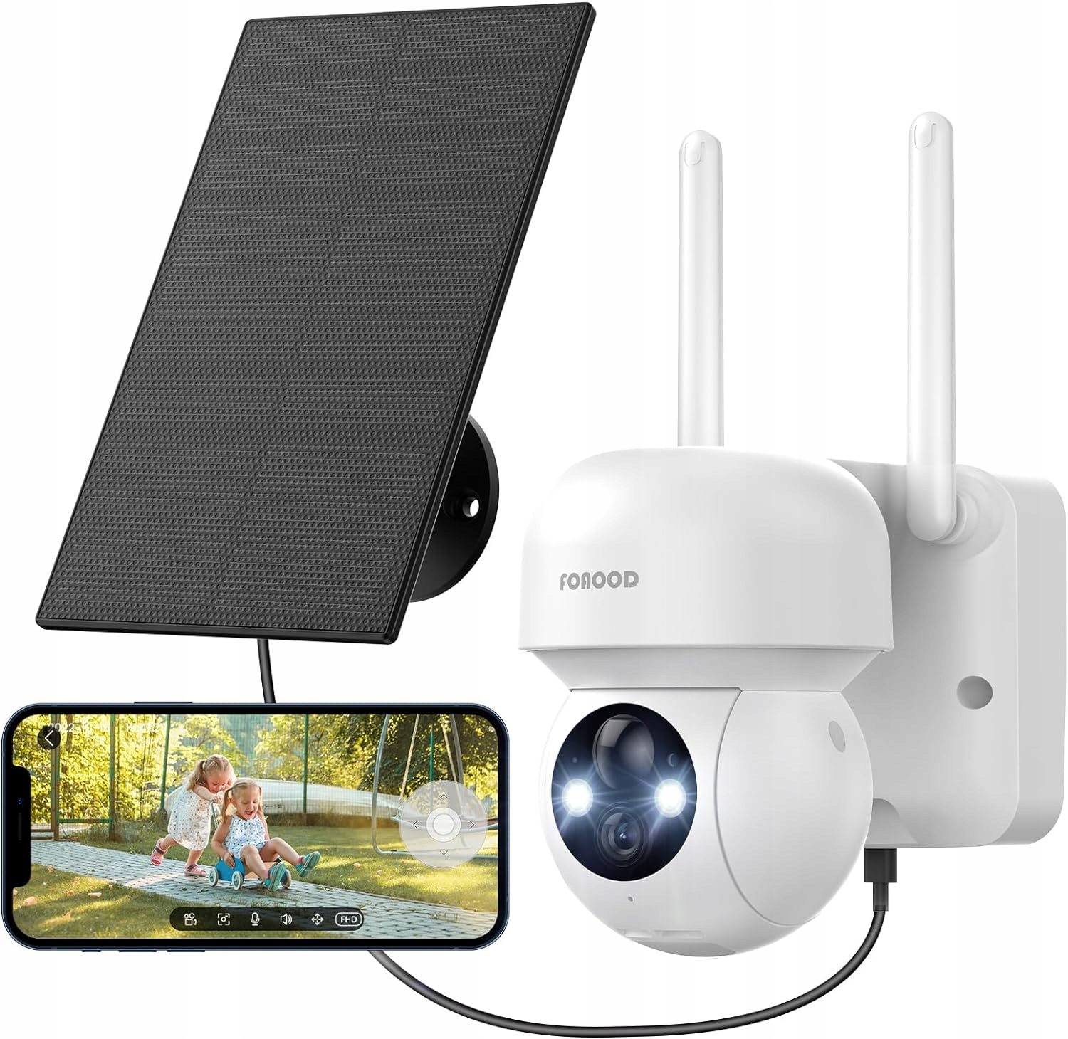 Solární Kamera Foaood DQ201 Aplikace Pro Domácí Monitorování 360° Ptz IP66 Pro