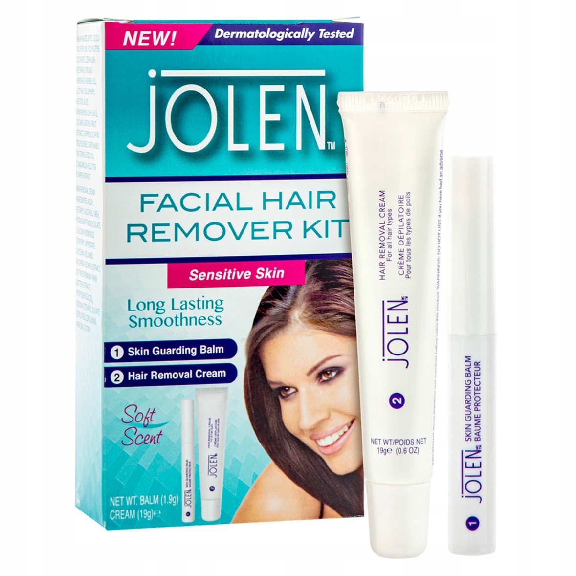 Sada na depilaci obličeje Jolen Facial Remover Kit Sensitive 1,9 g 19 g