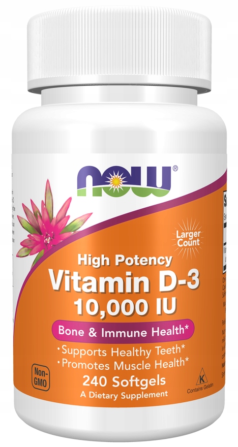 NOW Foods WITAMINA D3 10000 IU 240 softgels