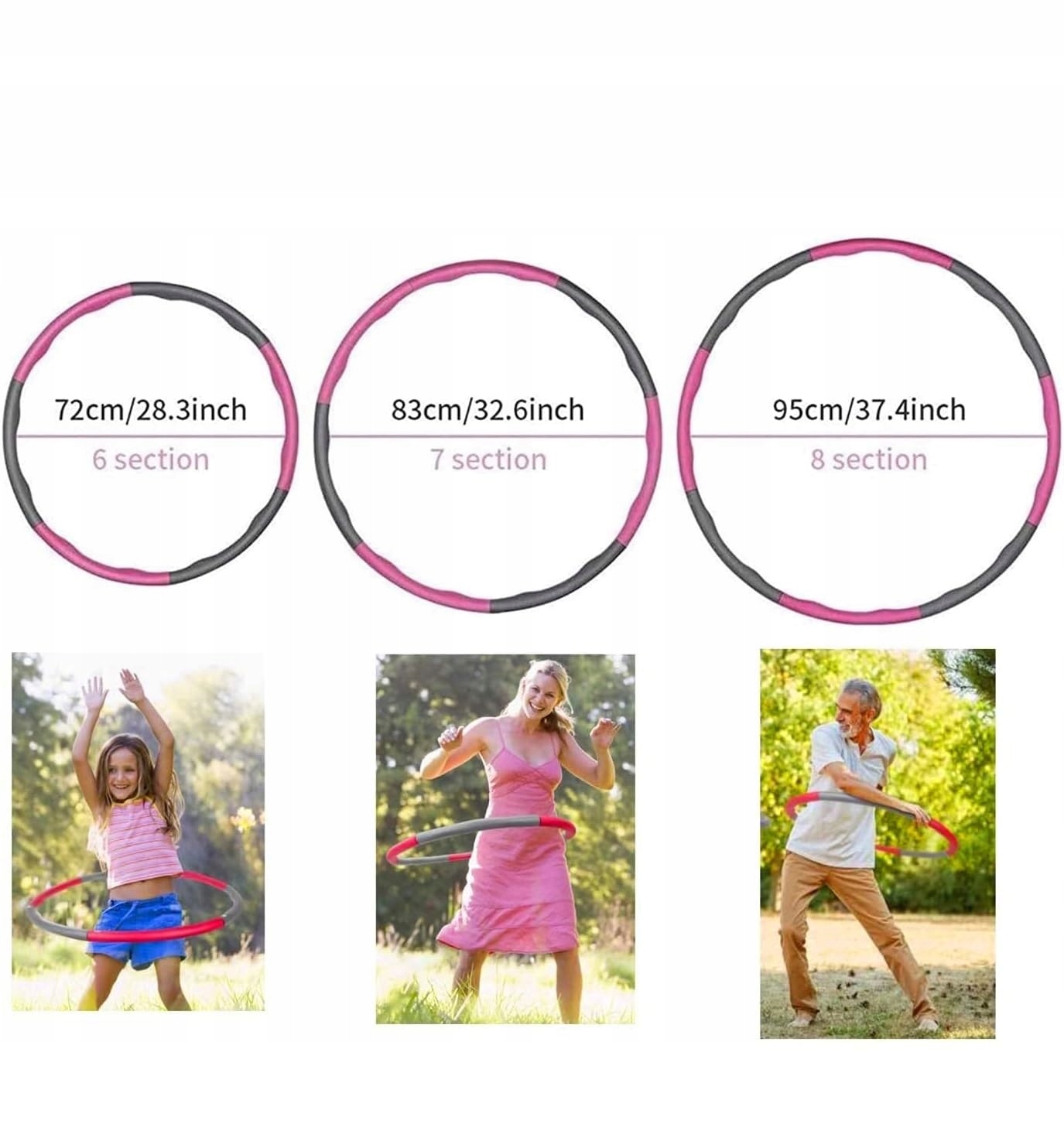 REGULOWANE HULA HOOP DO ODCHUDZANIA UTRATY MASY CIAŁA DLA KOBIET 1,2kg 95cm Model ZDEJMOWANE