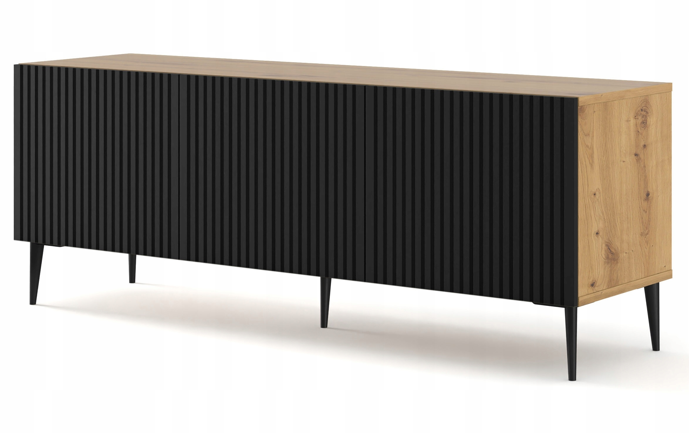 Rtv skříňka Ravenna B 150 3D artisan, černá, špendlíky