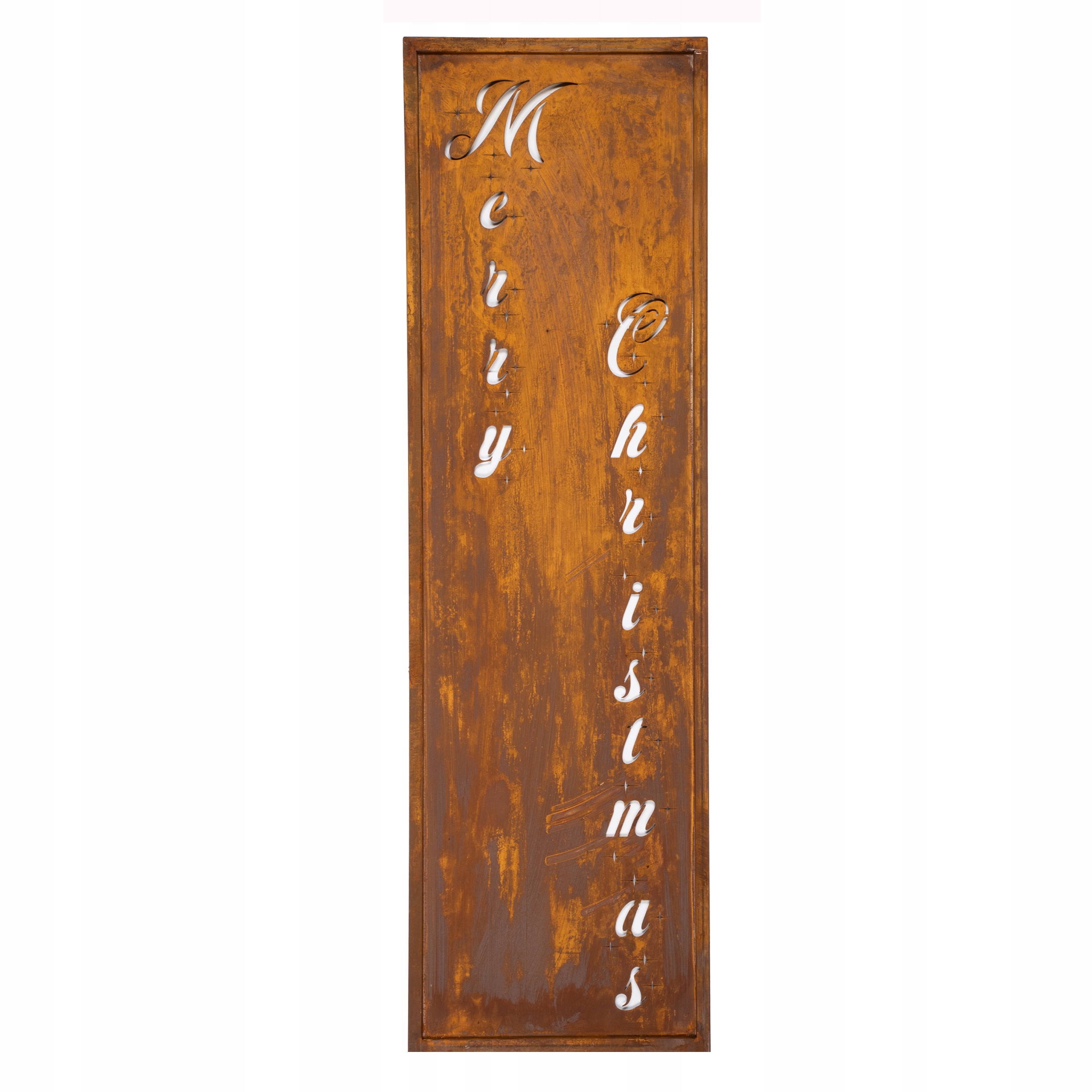 Vánoční Panel Corten Merry Christmas 120 cm Rustikální Ozdoba Před Dveřmi