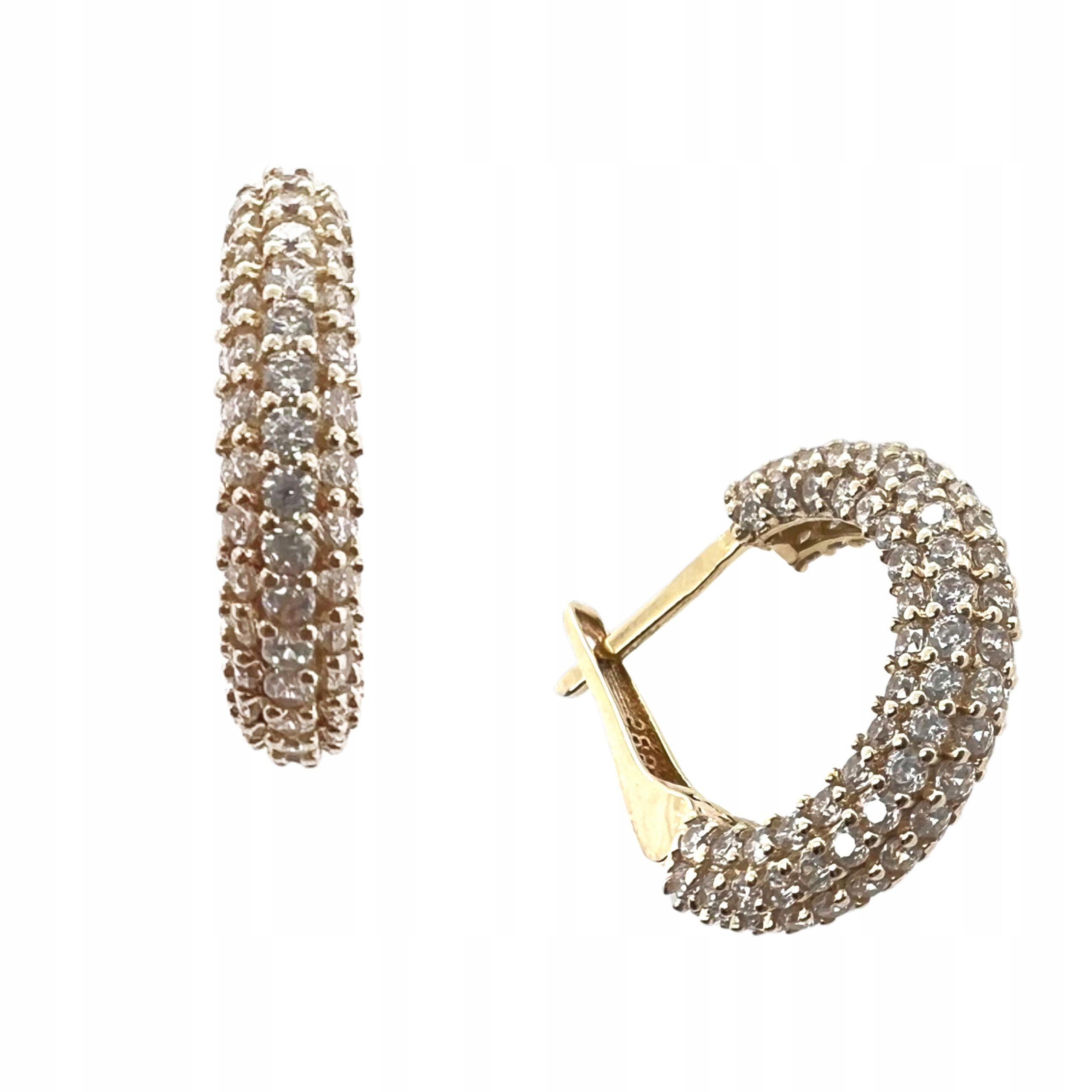 Náušnice Dámské Zlaté Ryzost 585 Kolečka Se Zirkony Anglické Zapínání