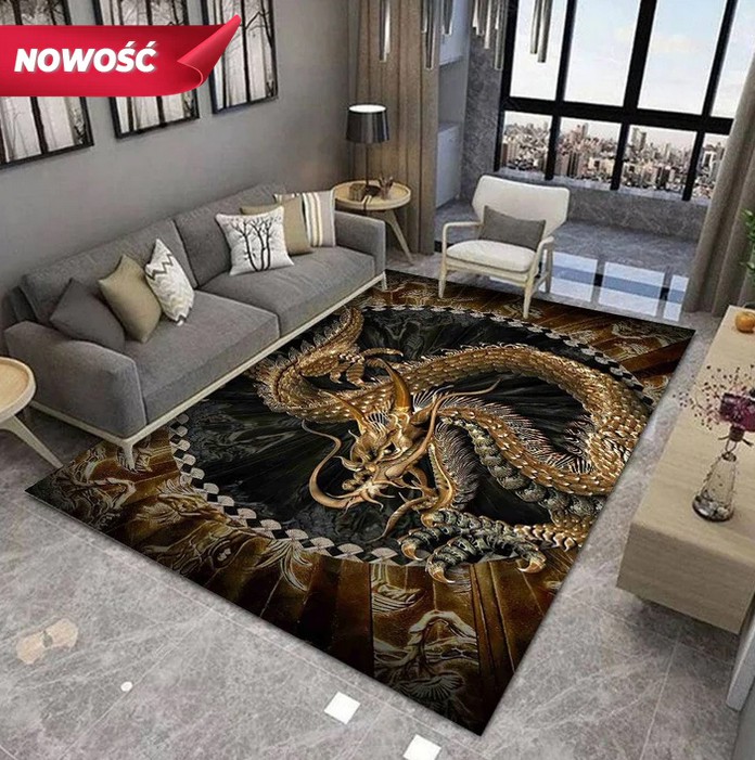 DYWAN W STYLU ORIENT DO SALONU WZÓR SMOK ZŁOTY EAN (GTIN) 5904806465863