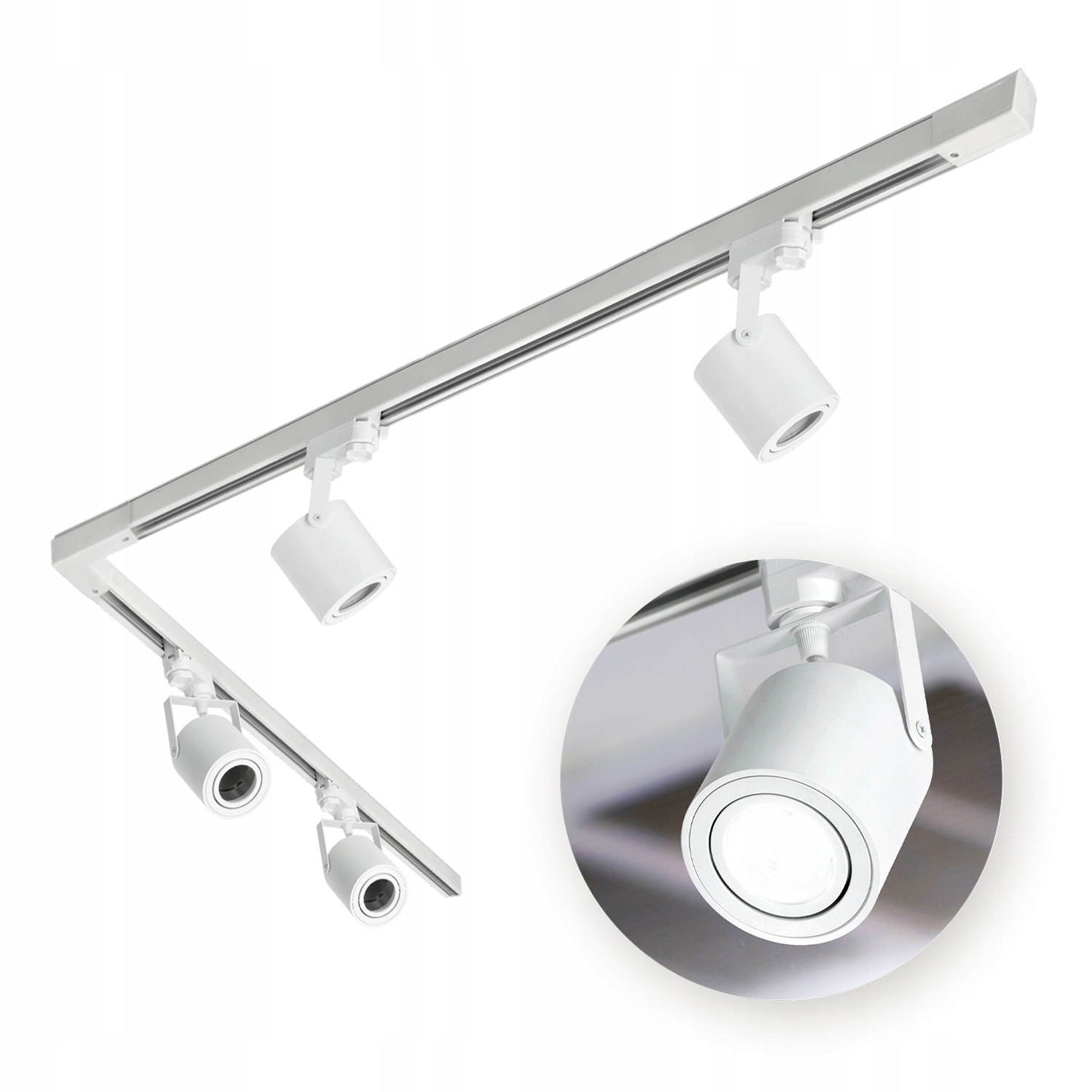 3-fázový kolejnicový systém 4x reflektor kolejnice 1m+2m spojka L, sada Bílá