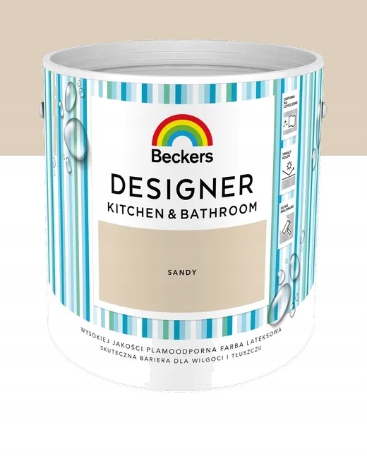Beckers Vodou ředitelná barva barva Kitchen&Bathroom Sandy 2,5L