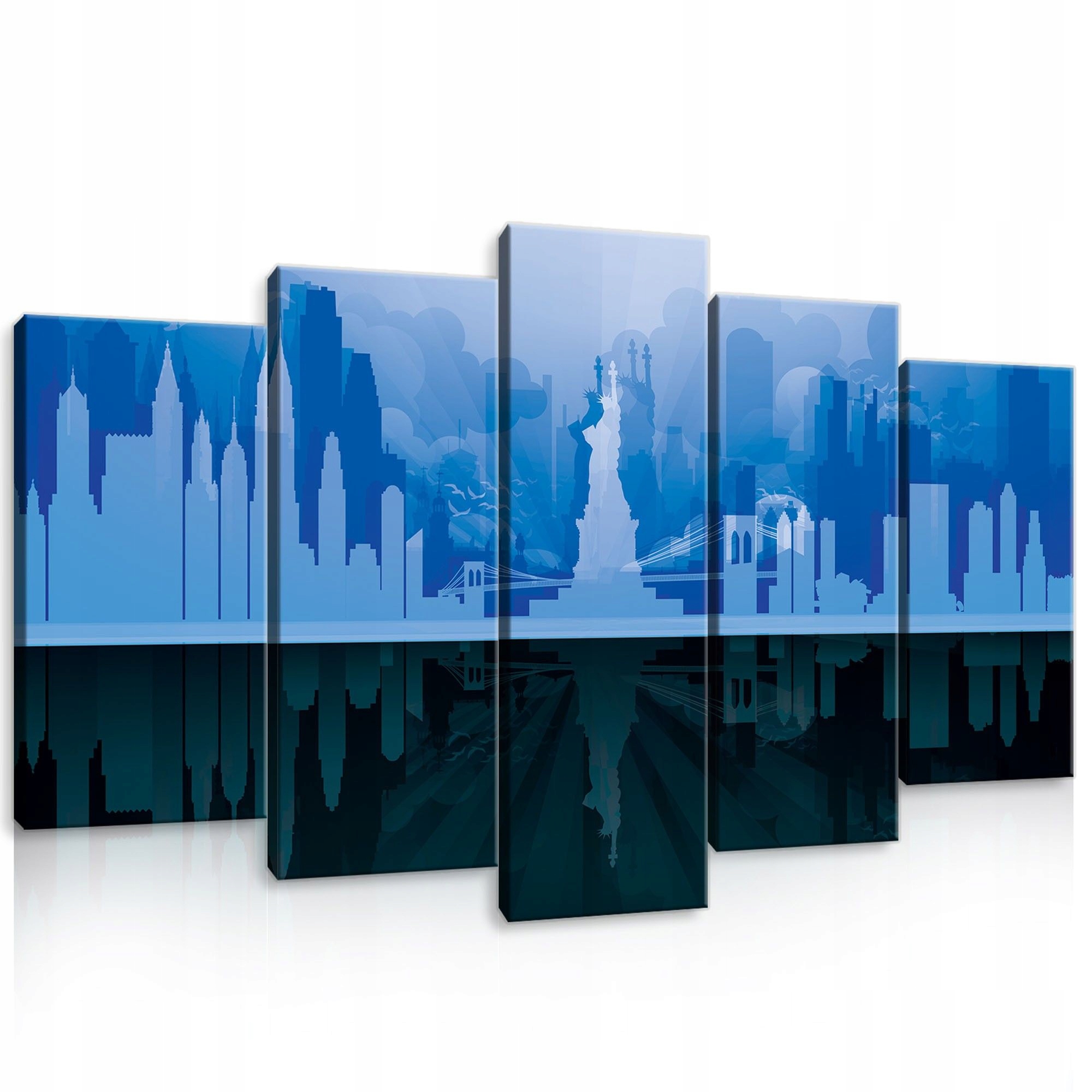 Obraz 100x60 New York Socha svobody panorama města noc modrý