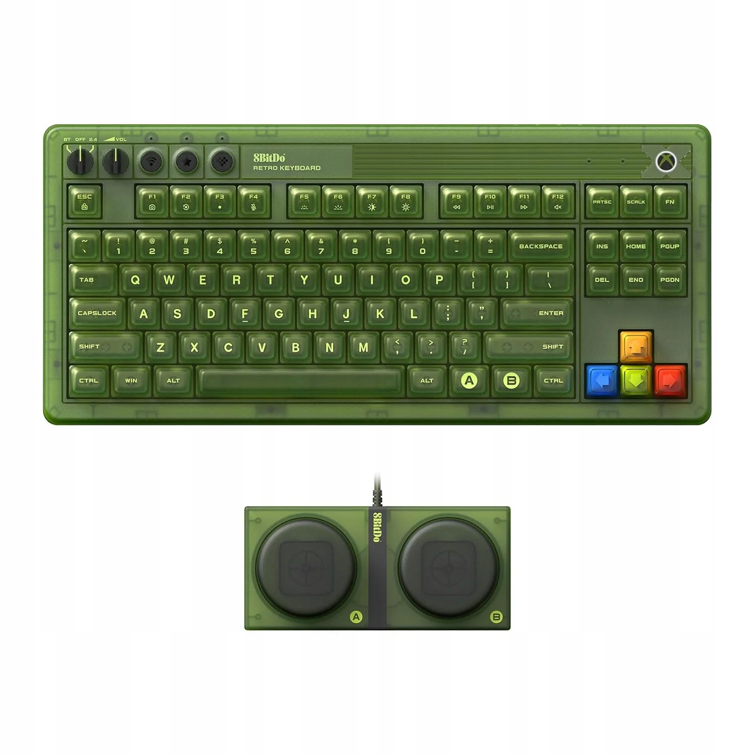 Herná Mechanická Klávesnica Retro 8BitDo Xbox Edition Duálne Tlačidlá
