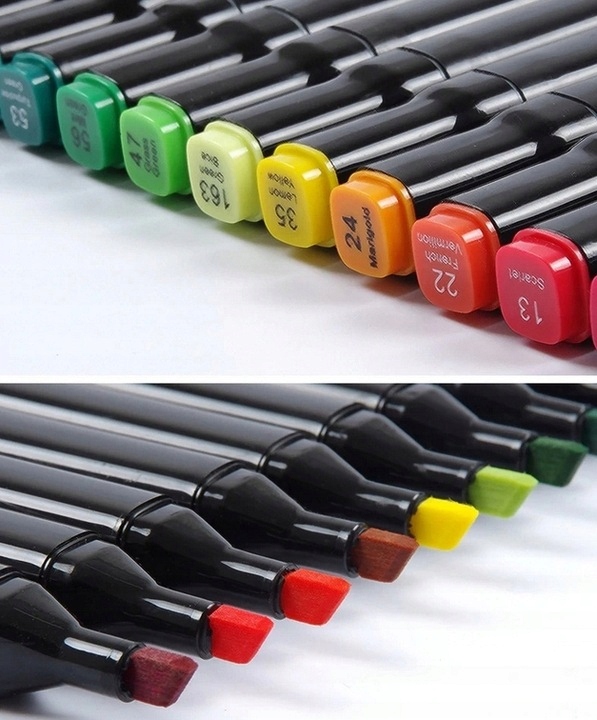 MARKERY ALKOHOLOWE 80 SZT Flamastry Mazaki Pisaki Dwustronne TORBA +GRATIS Bohater brak