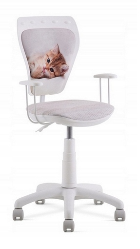 KRZESŁO obrotowe MINISTYLE BIAŁE Rudy kotek dla dziecka kółka panel