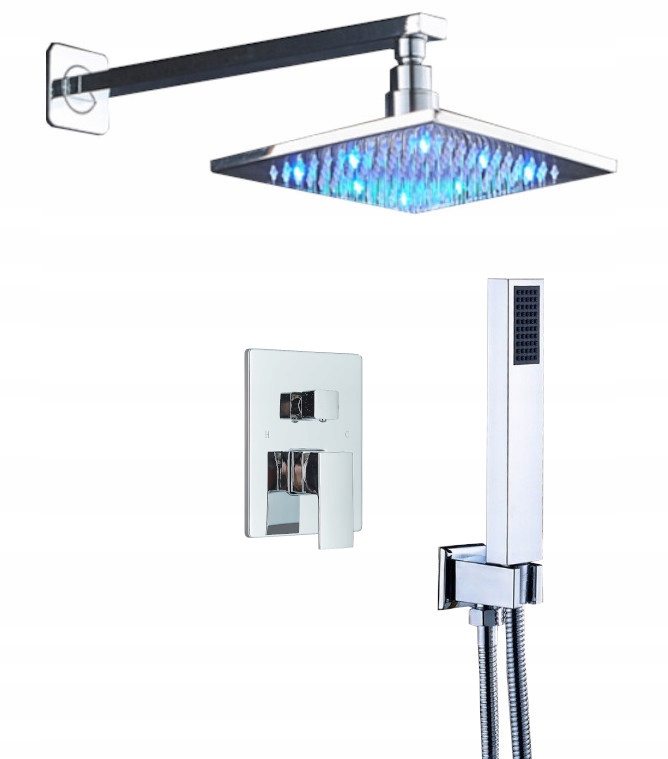 Podomítkový Set Dešťová Sprcha 30 CM Led Chrom