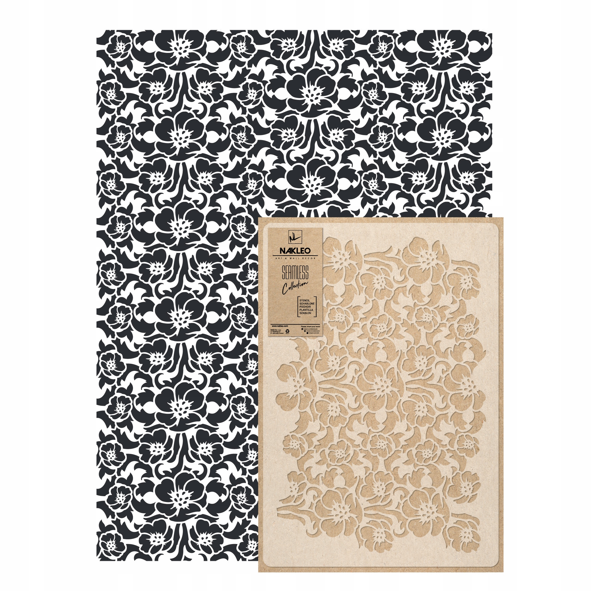 Opakovatelná malířská šablona Opakovaně Použitelný 59x95 cm Tapeta Ornament Květiny