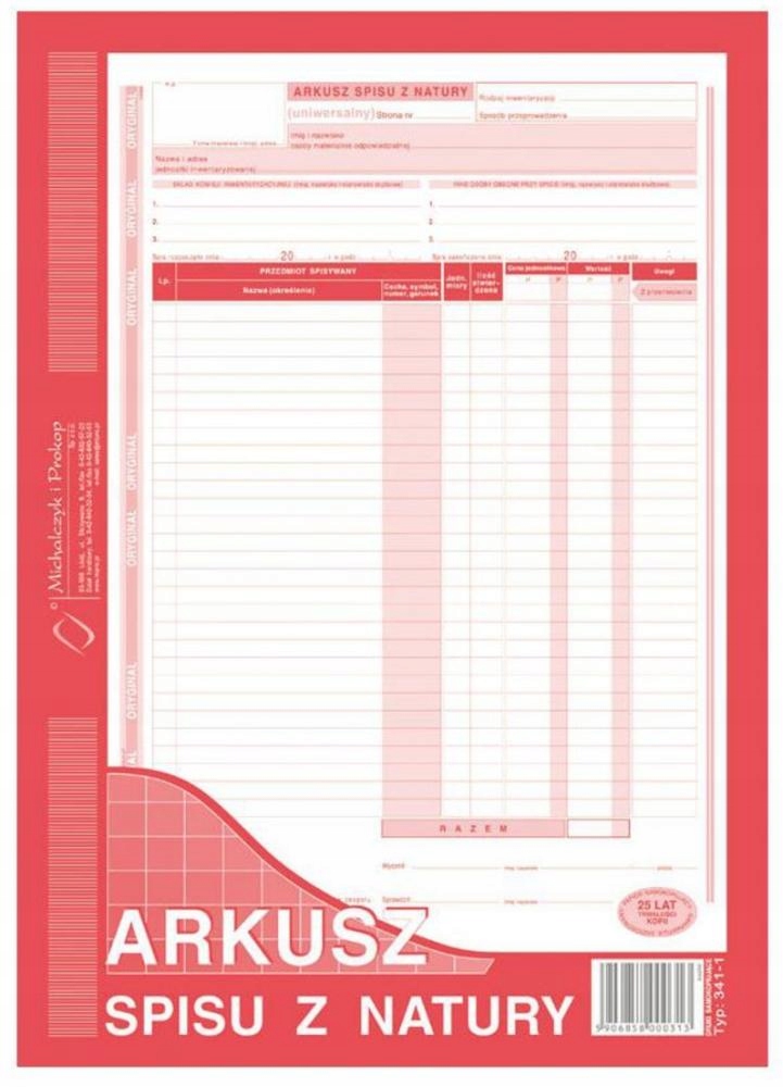 

Arkusz spisu z natury, Inwentaryzacja, Remanent