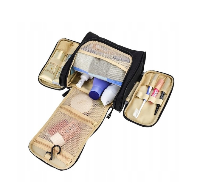 KOSMETYCZKA WISZĄCA PODRÓŻNA Z HACZYKIEM CZARNA XL Płeć uniseks