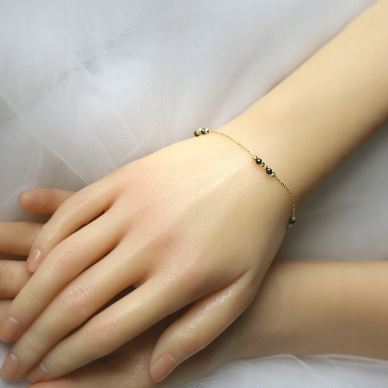 Złota bransoletka z czarnymi Onyksami pr. 585 Rodzaj Wyrób jubilerski