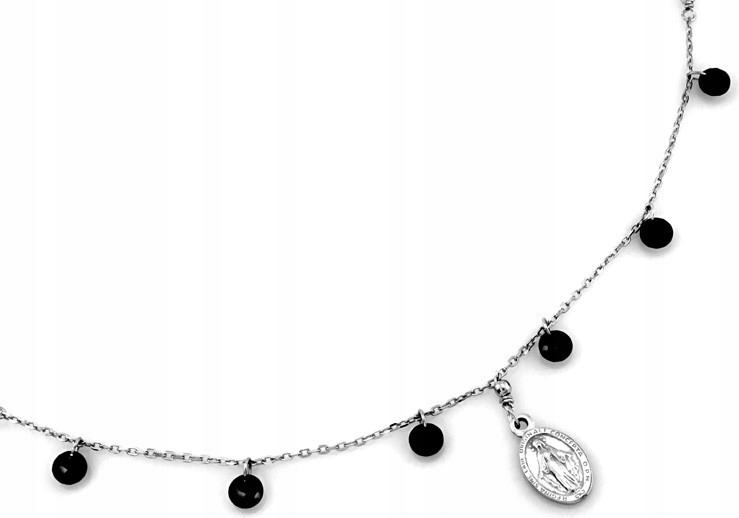 Náhrdelník ze stříbra 925 s medailonem a černými kameny, velikost 45, módní