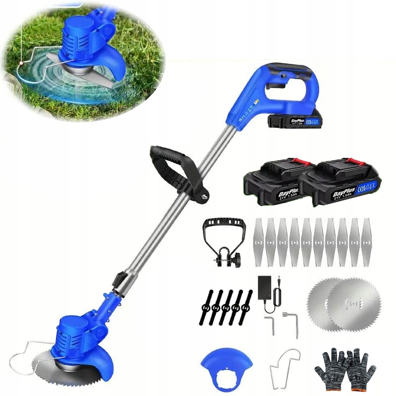 Akumulátorový vyžínač, elektrický křovinořez se 2 bateriemi a nabíječkou