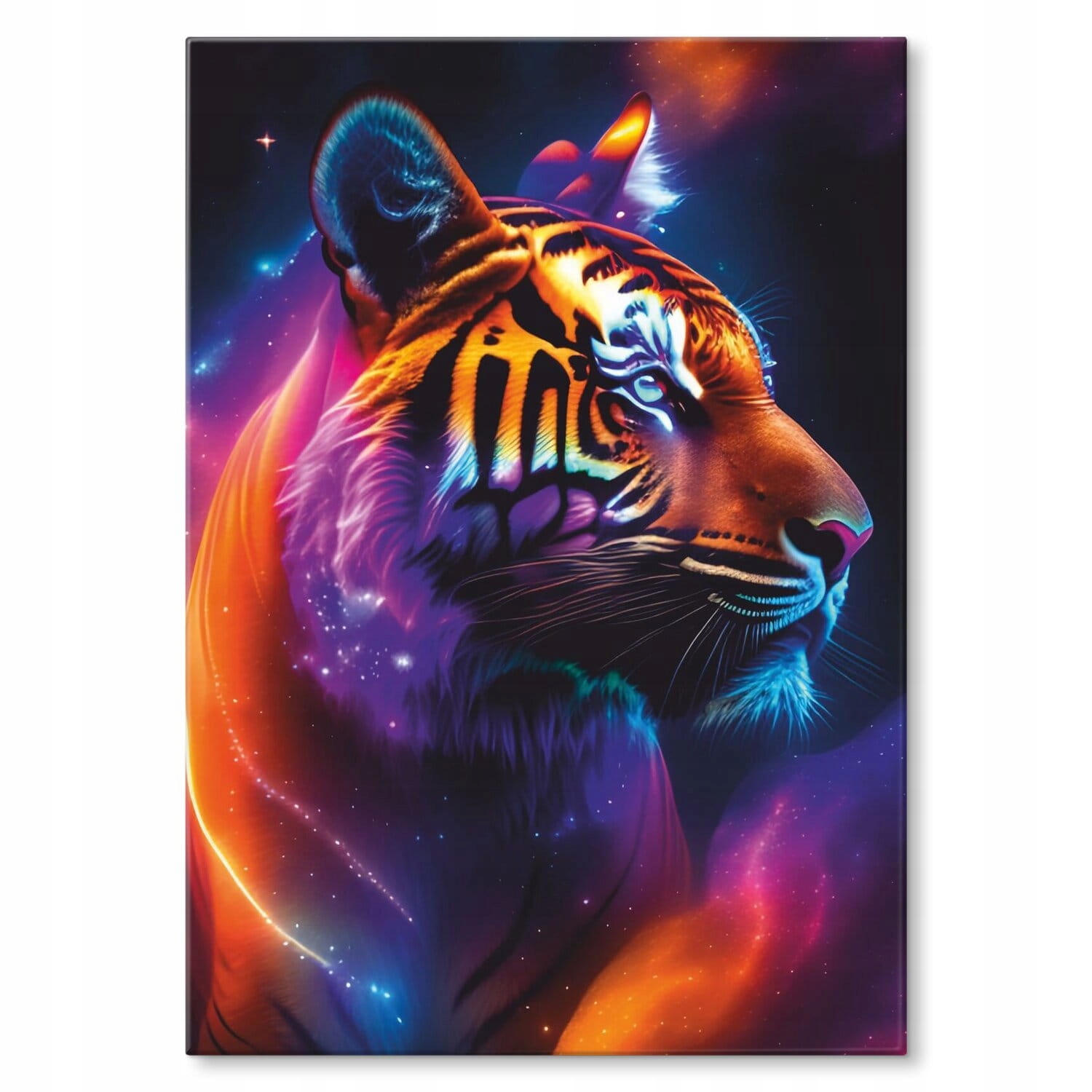 Velký plech kovový plakát velký obraz grafika Tygr neonové barvy