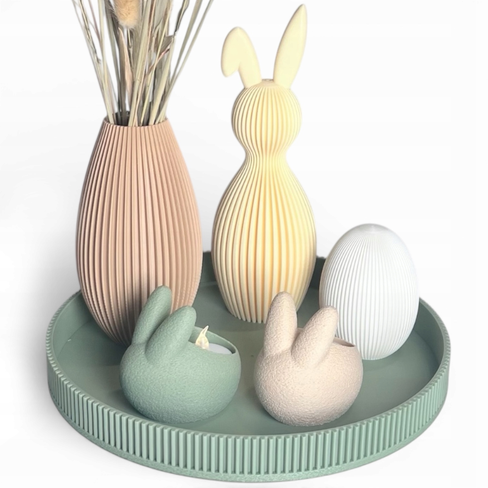 Velikonoční dekorační sada s podnosem – zajíčci vajíčko váza Velikonoce