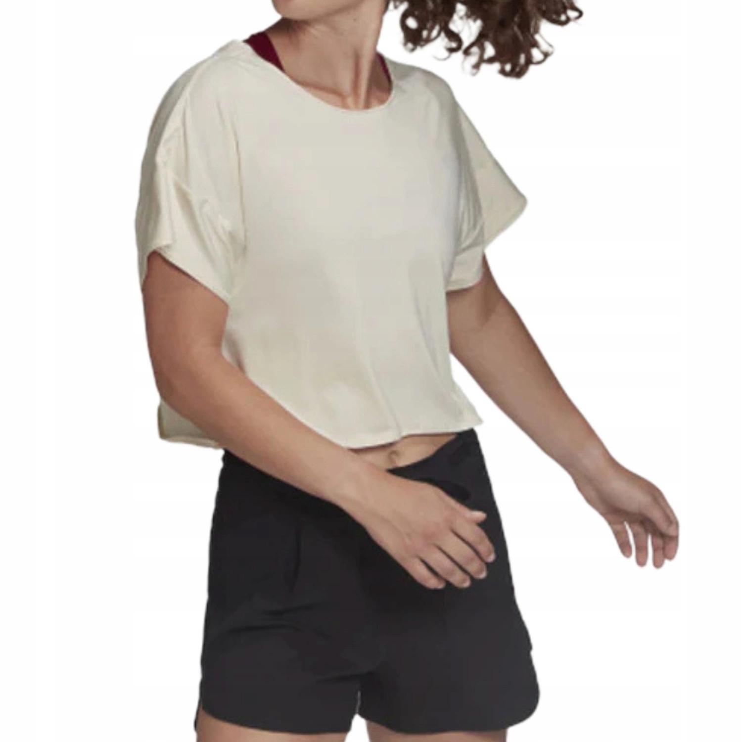 Dámské tričko Adidas Studio Backless sportovní ecru volný krátký rukáv S