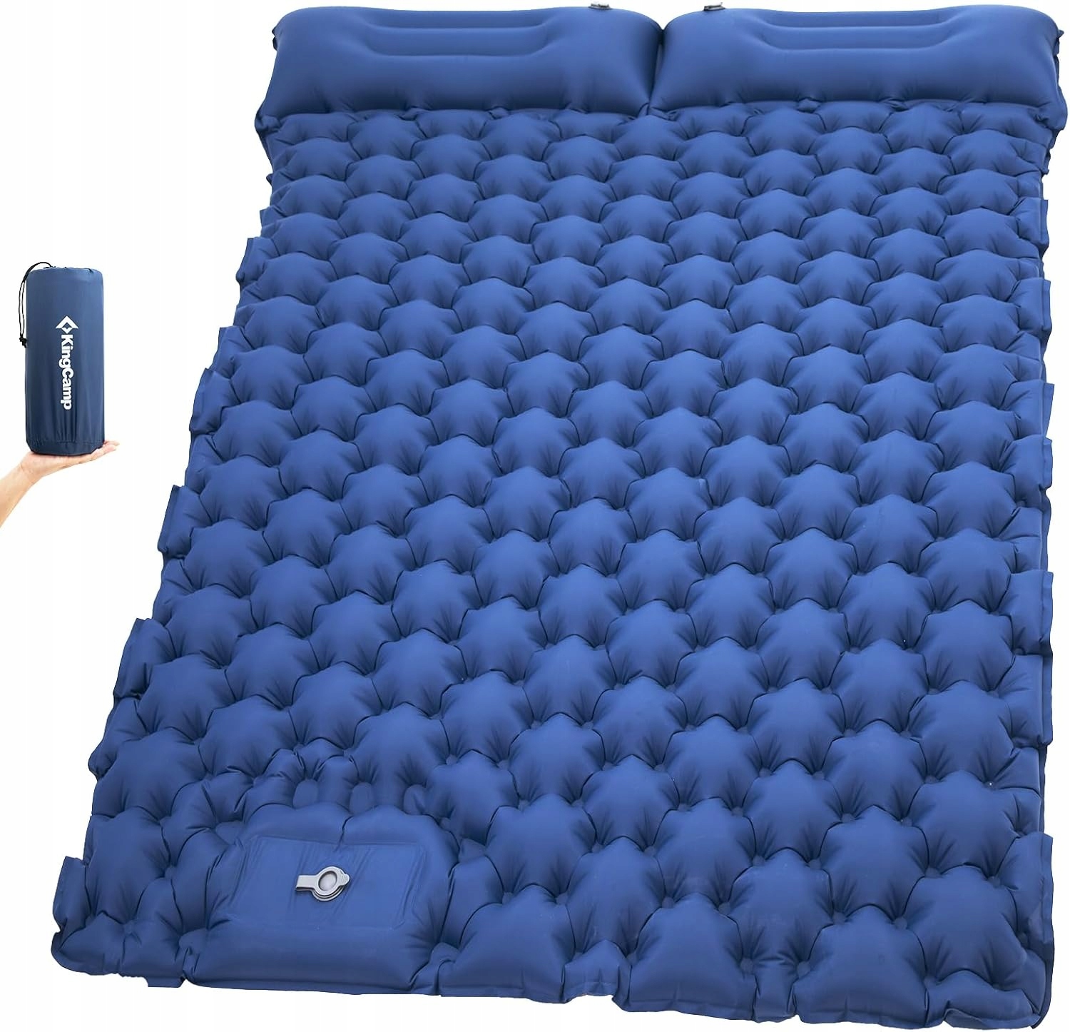 Materac turystyczny dwuosobowy KingCamp samopompujący z poduszką 192x125 cm