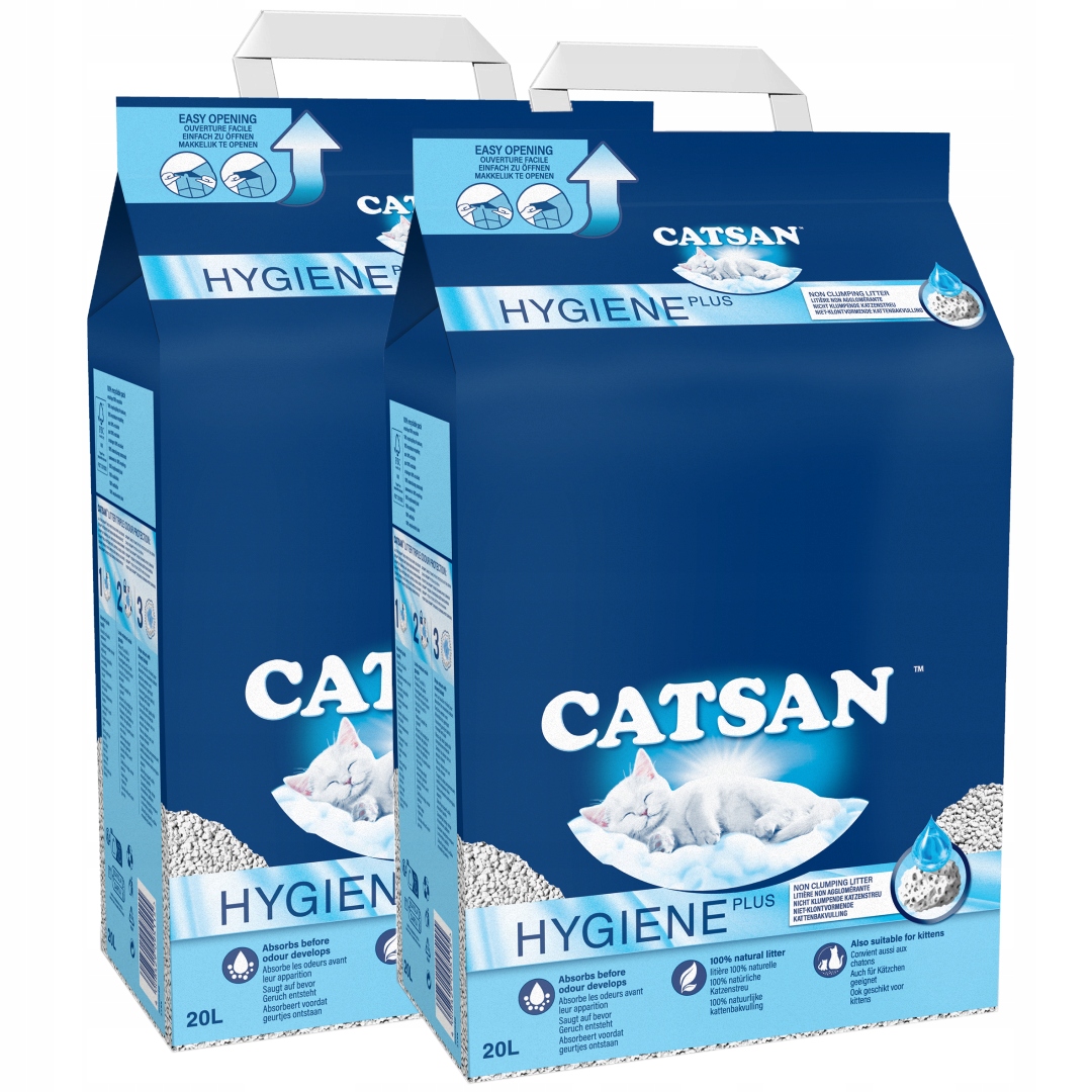 Levně Catsan Hygiene Plus Přírodní Stelivo Stelivo 2x20l