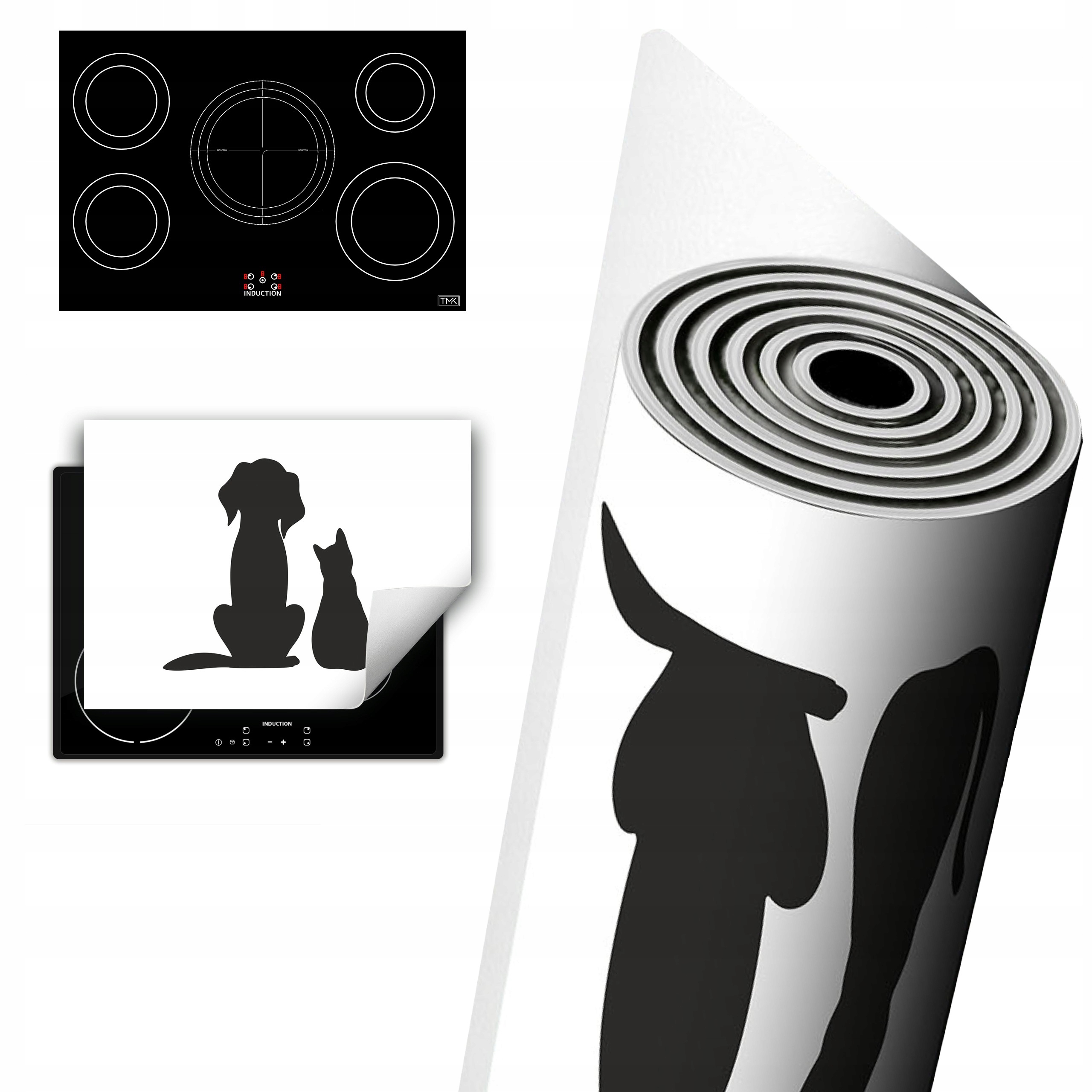 Vinylová Ochrana Na Indukci Desky 80x52 pes a kočka