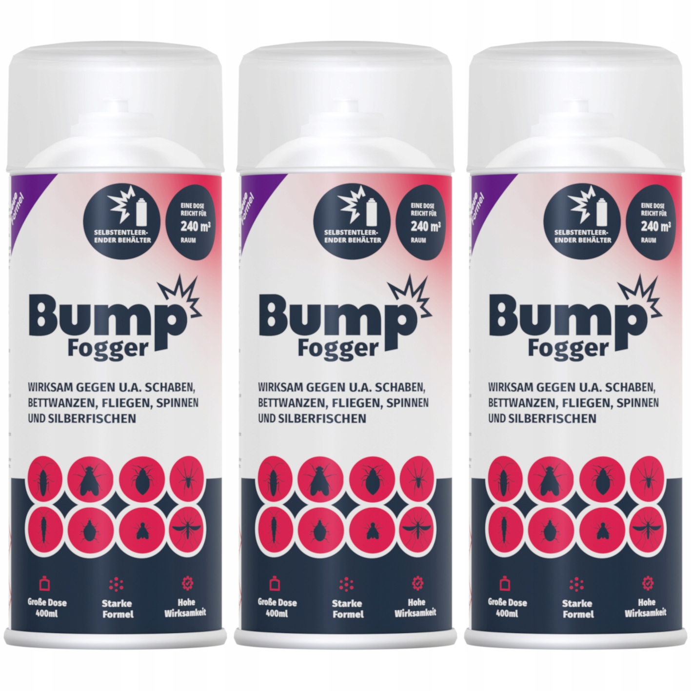 Bump Fogger Kouřová bomba na štěnice, mol, blechy, švábi, rybičky 3x400 ml