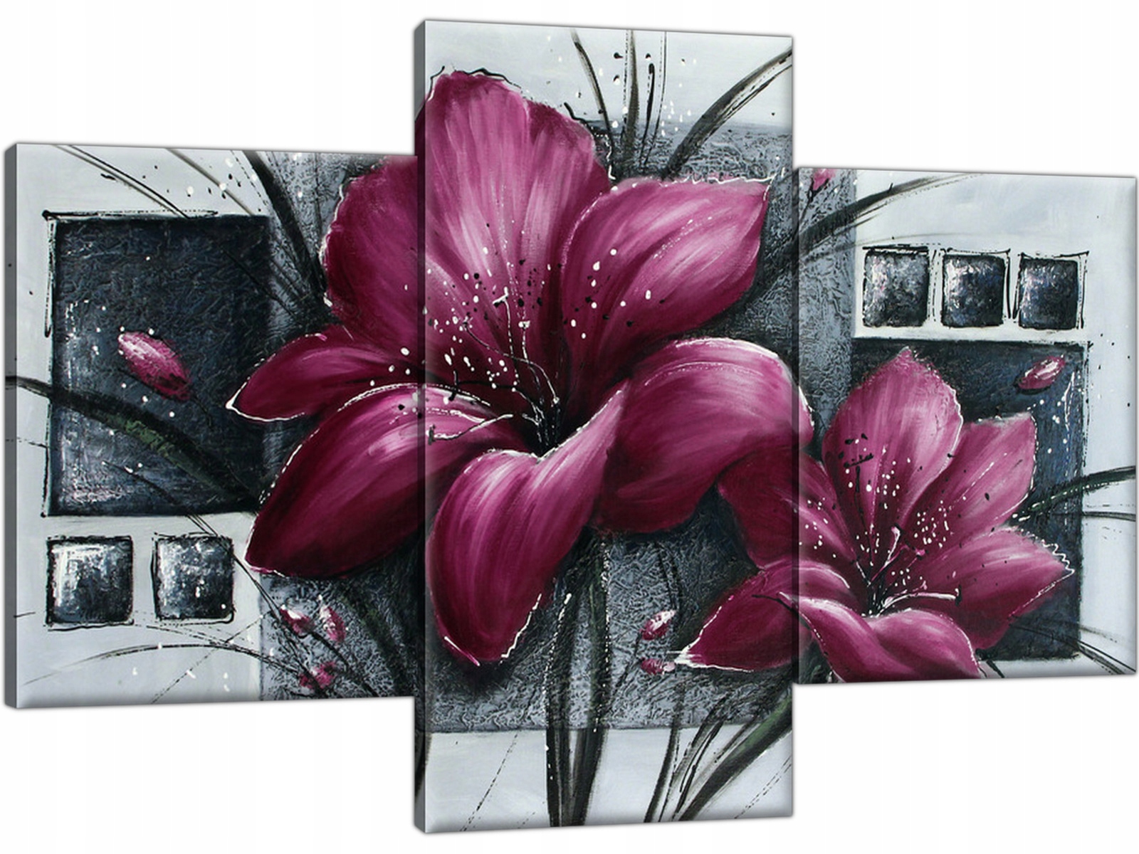 

Bordowe Maki Kwiaty 90x60 Tryptyki Obraz do salonu