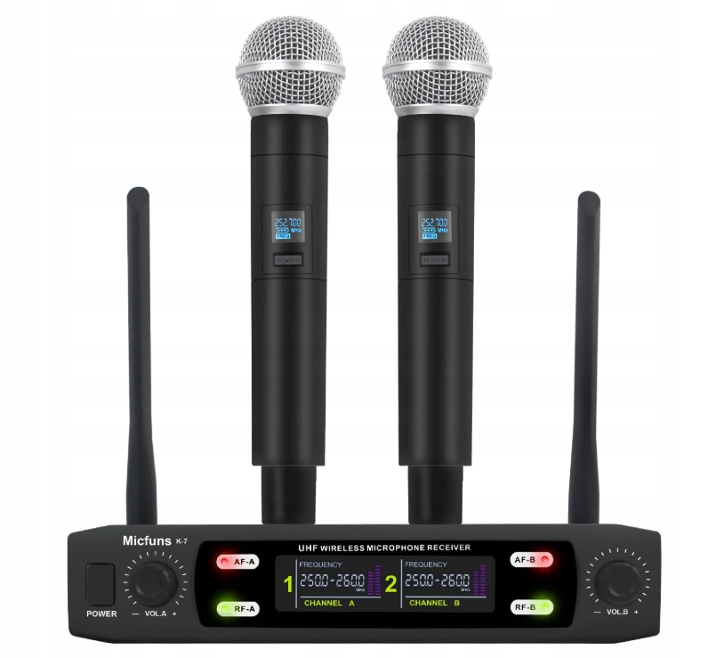 Sady mikrofonů K7 bezdrátové 2 mikrofony na vzdálenost 100 m pro karaoke