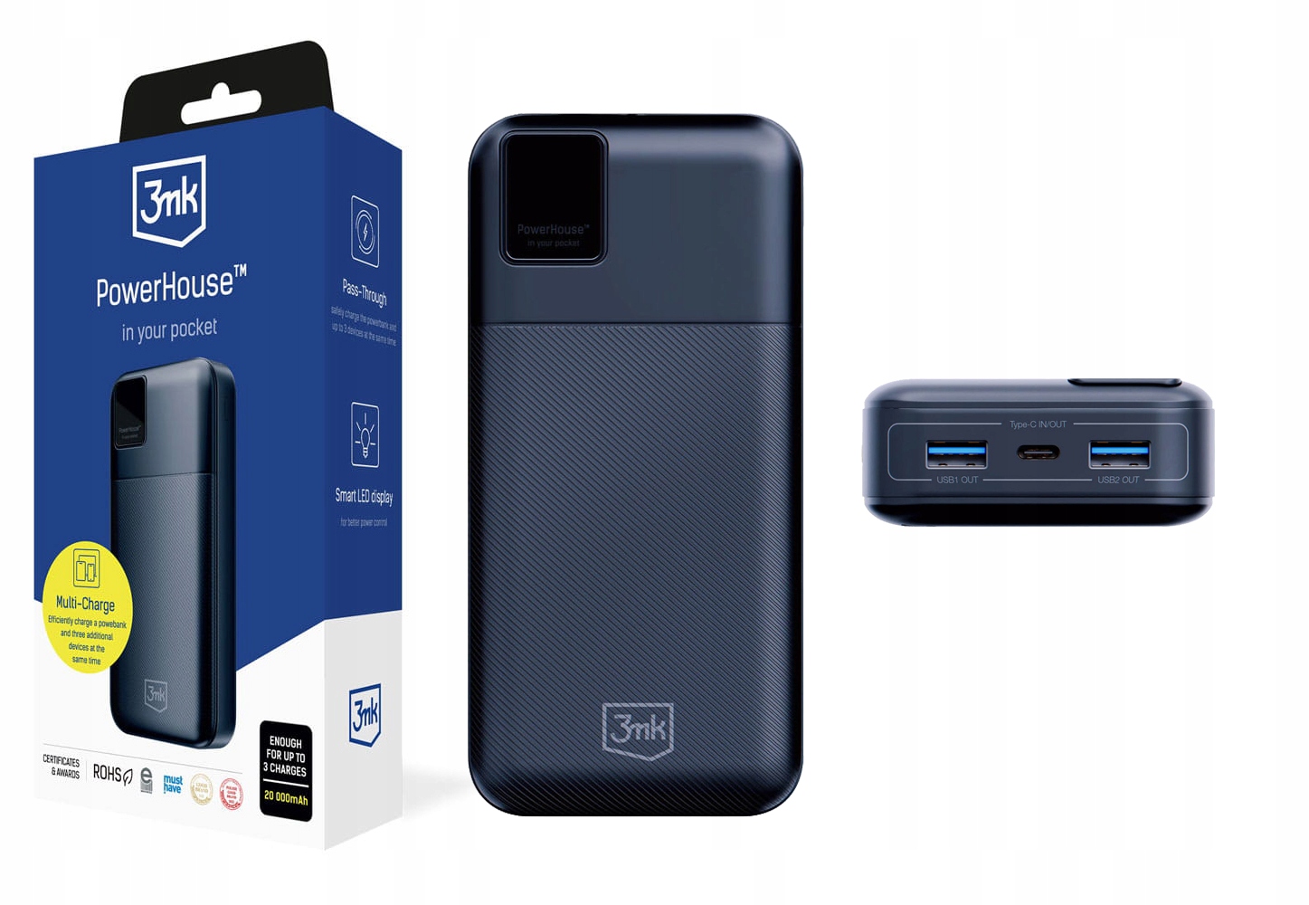 Powerbanka 3MK Multi Charge Qc+pd PowerHouse 20000 mAh Rychlé nabíjení