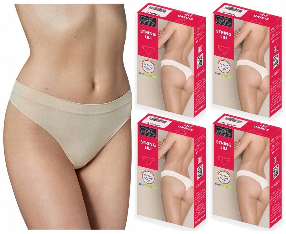 

4 X Gatta Bezszwowe LILI Damskie Stringi Natural L