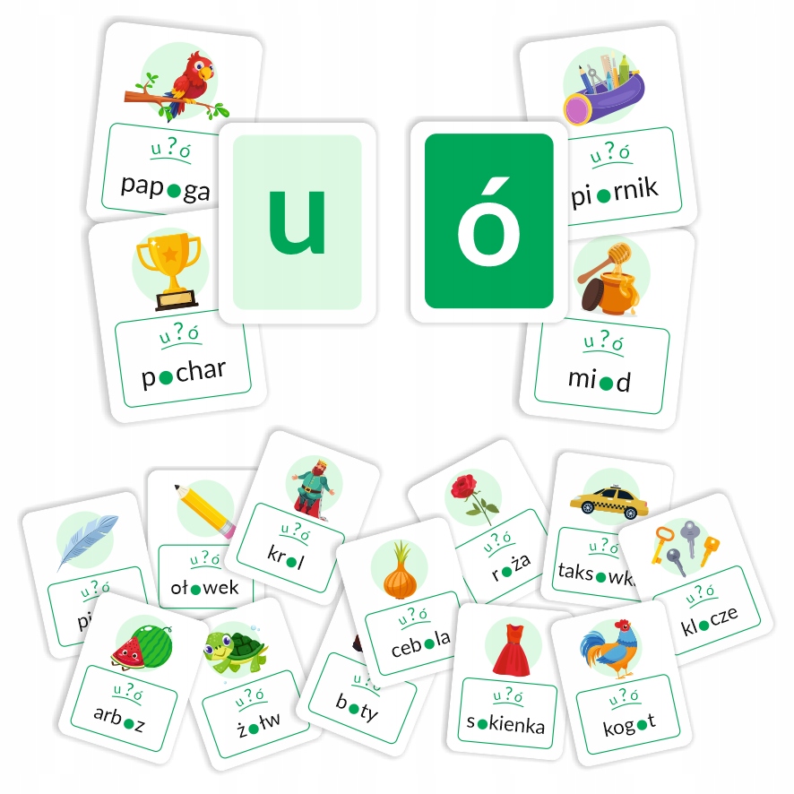 Karty Ortograficzne - U CZY Ó ? - 60 kart Nośnik książka papierowa