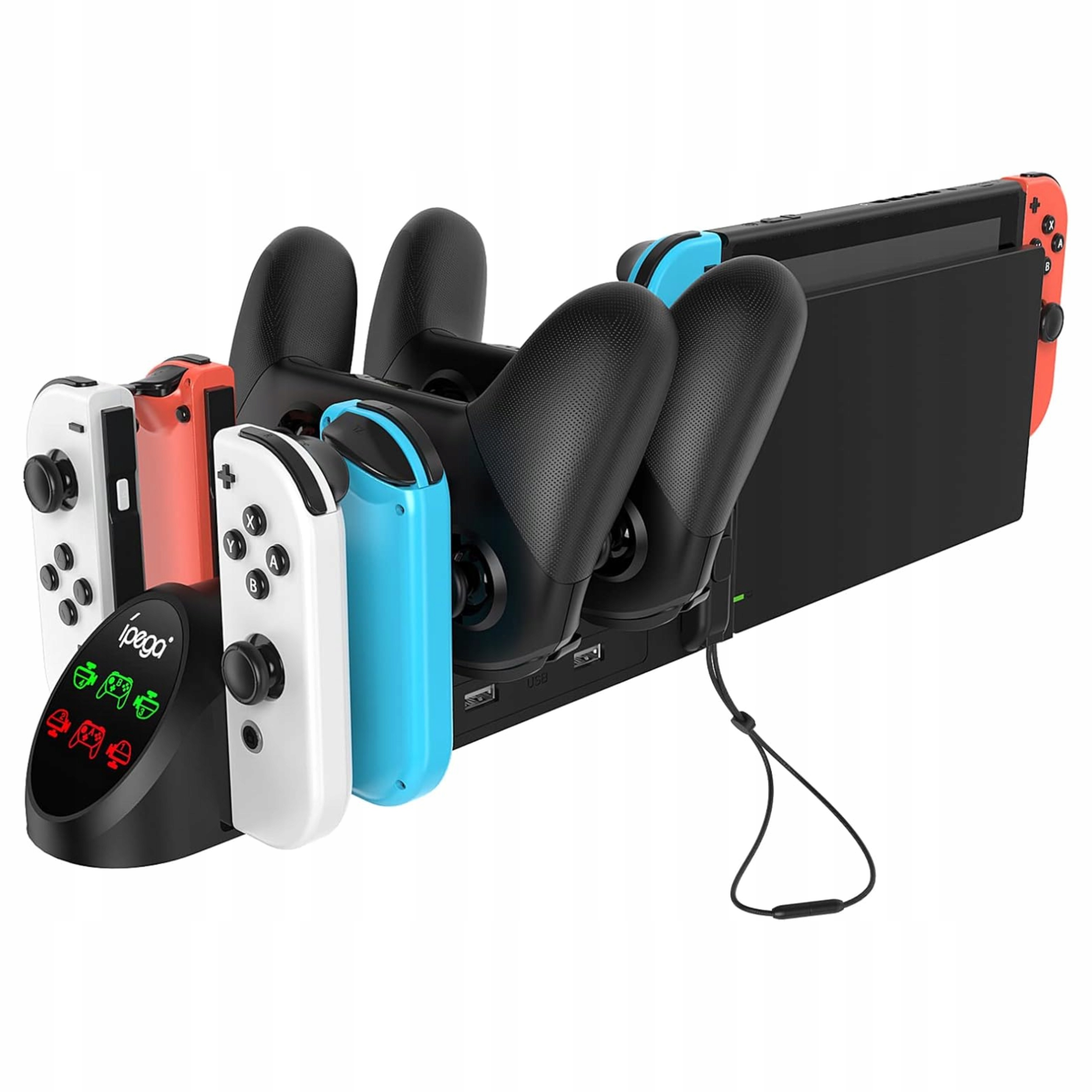 Stacja Ładowania Switch 6w1 Joy-Con 4 + 2 Pro Controller USB LED