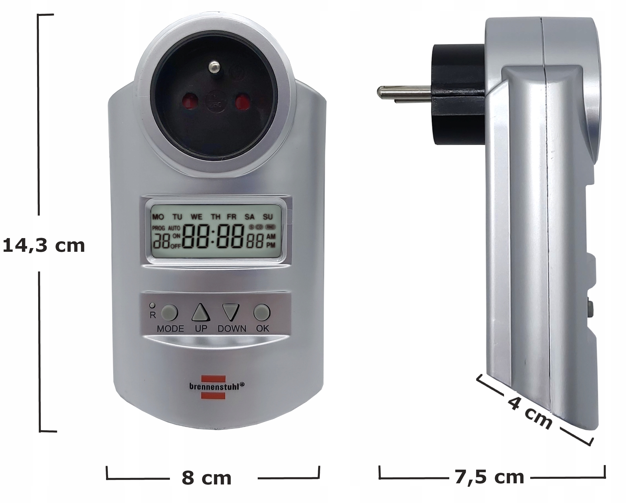 CYFROWY STEROWNIK CZASOWY GNIAZDO PROGRAMATOR WŁĄCZNIK TIMER ELEKTRONICZNY Waga produktu z opakowaniem jednostkowym 0.23 kg