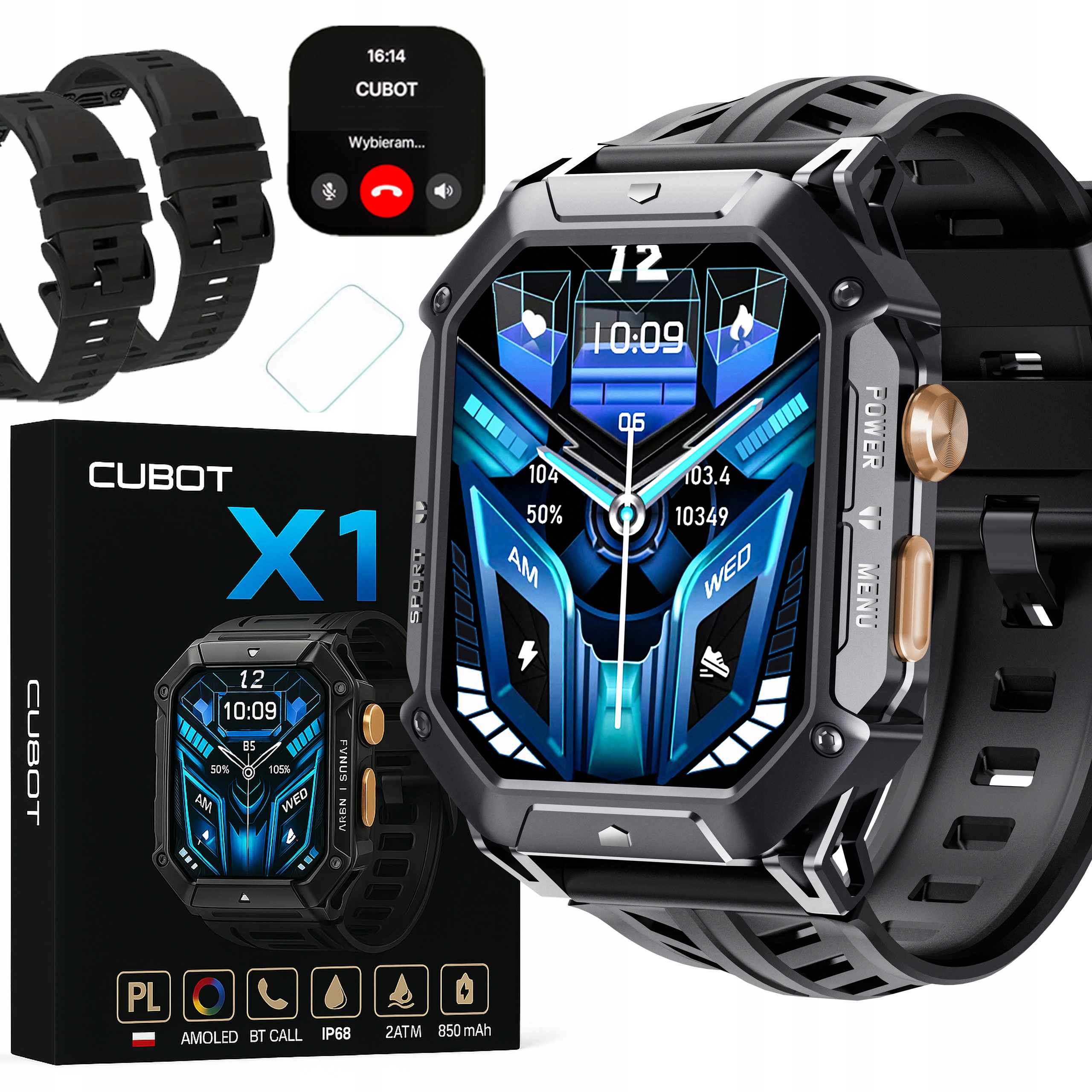 Smartwatch Zegarek Męski Cubot X1 Amoled Rozmowy Pancerny Wodoodporny Pl