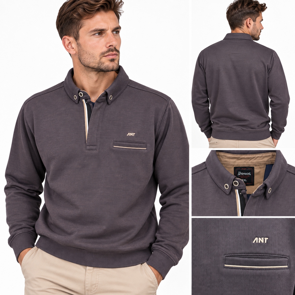 Pánský Svetr Polo Polníček Mikina S Límečkem 100% Bavlna Casual XL