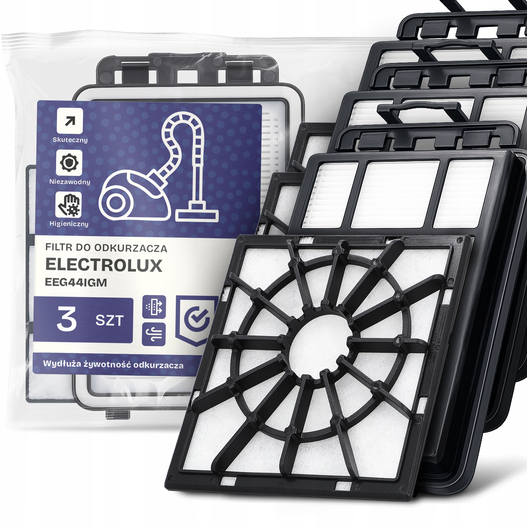 3x Filtry Pro Vysavač Electrolux EEG44IGM Omyvatelný Filtr Sada Em-w