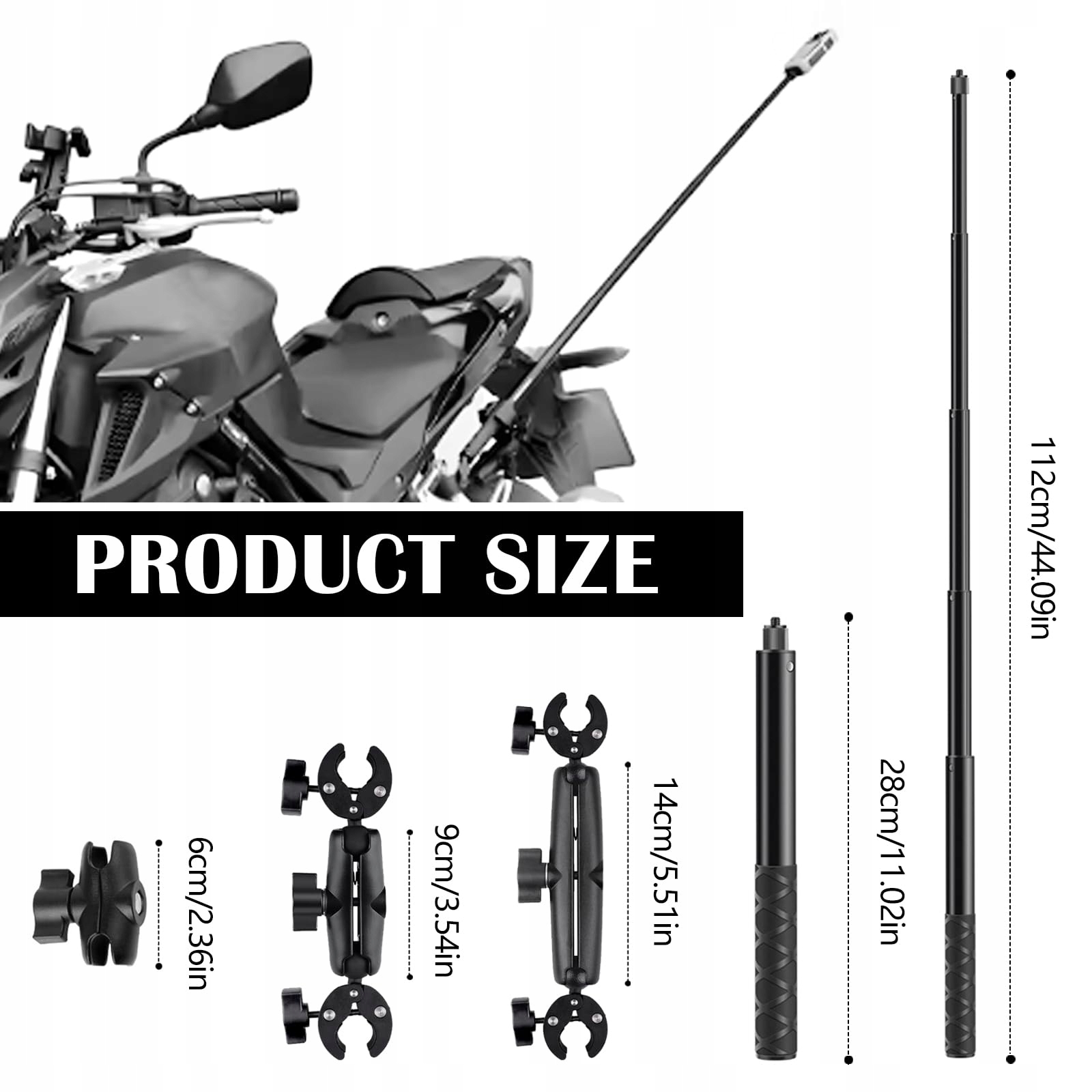 Uchwyt Motocyklowy Do Insta360 X4 X3 X2 Selfie Stick 360 Stopni YSISLYBIN — miniatura 3