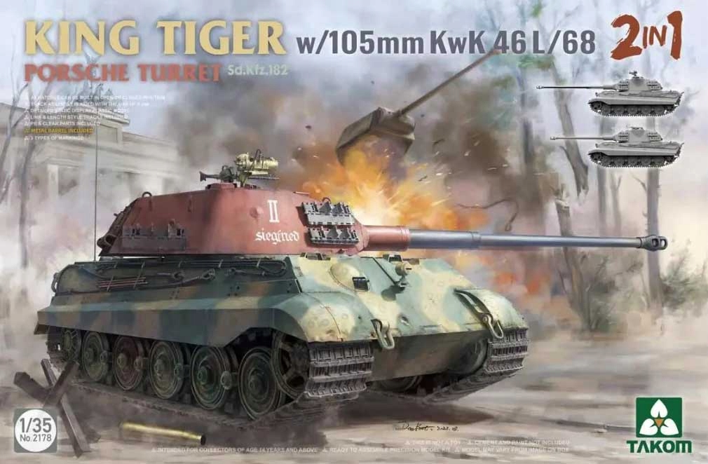 Takom 2178 1/35 King Tiger Porsche Turret Sd.Kfz.182 w/105 mm KwK 46L/68